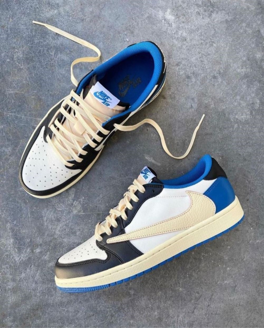 Travis Scott Beige Blue Sneakers Custom Air Jordan 1