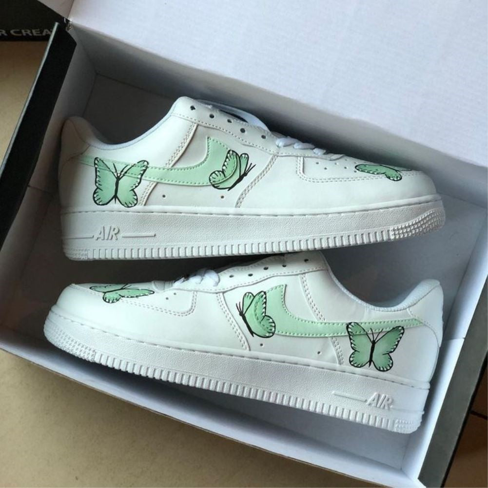 Green Butterflies Custom Sneakers Air Force 1