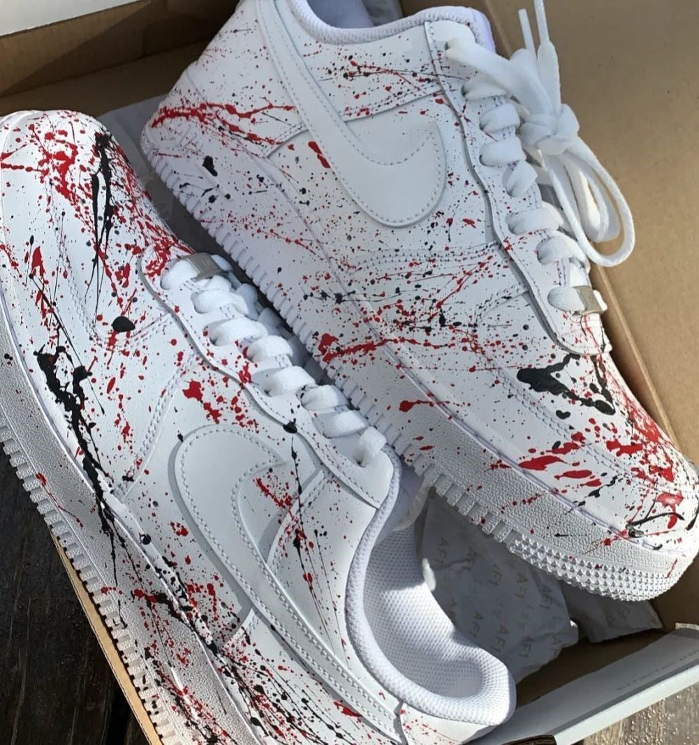 Red Black Splatter Custom Sneakers Air Force 1