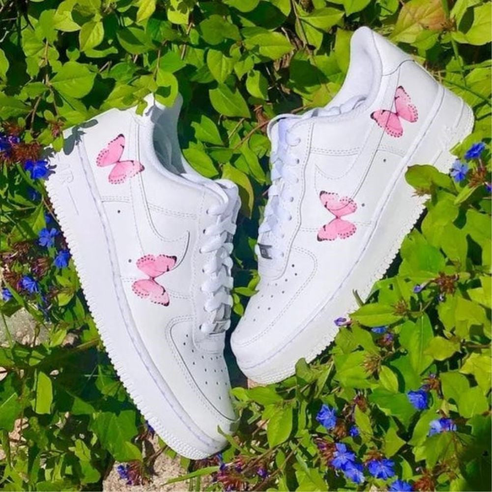 Pearl Pink Butterflies Custom Sneakers Air Force 1