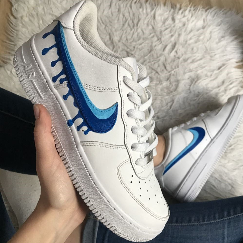 Blue Dripping Custom Sneakers Air Force 1