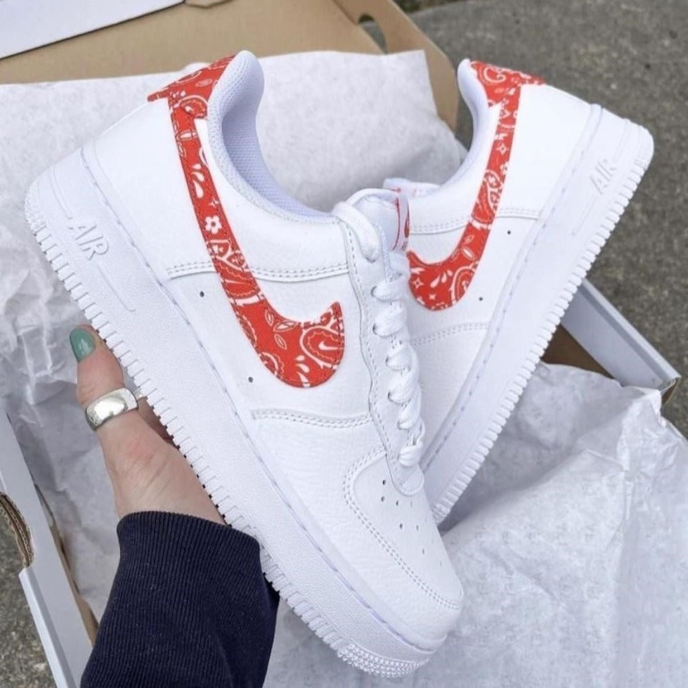 Red Bandana Sneakers Custom Air Force 1