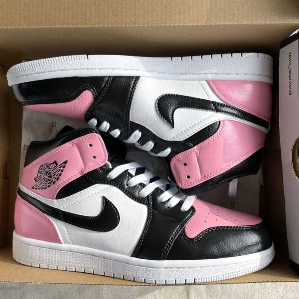 Black Pink Smooth Custom Sneakers Air Jordan 1