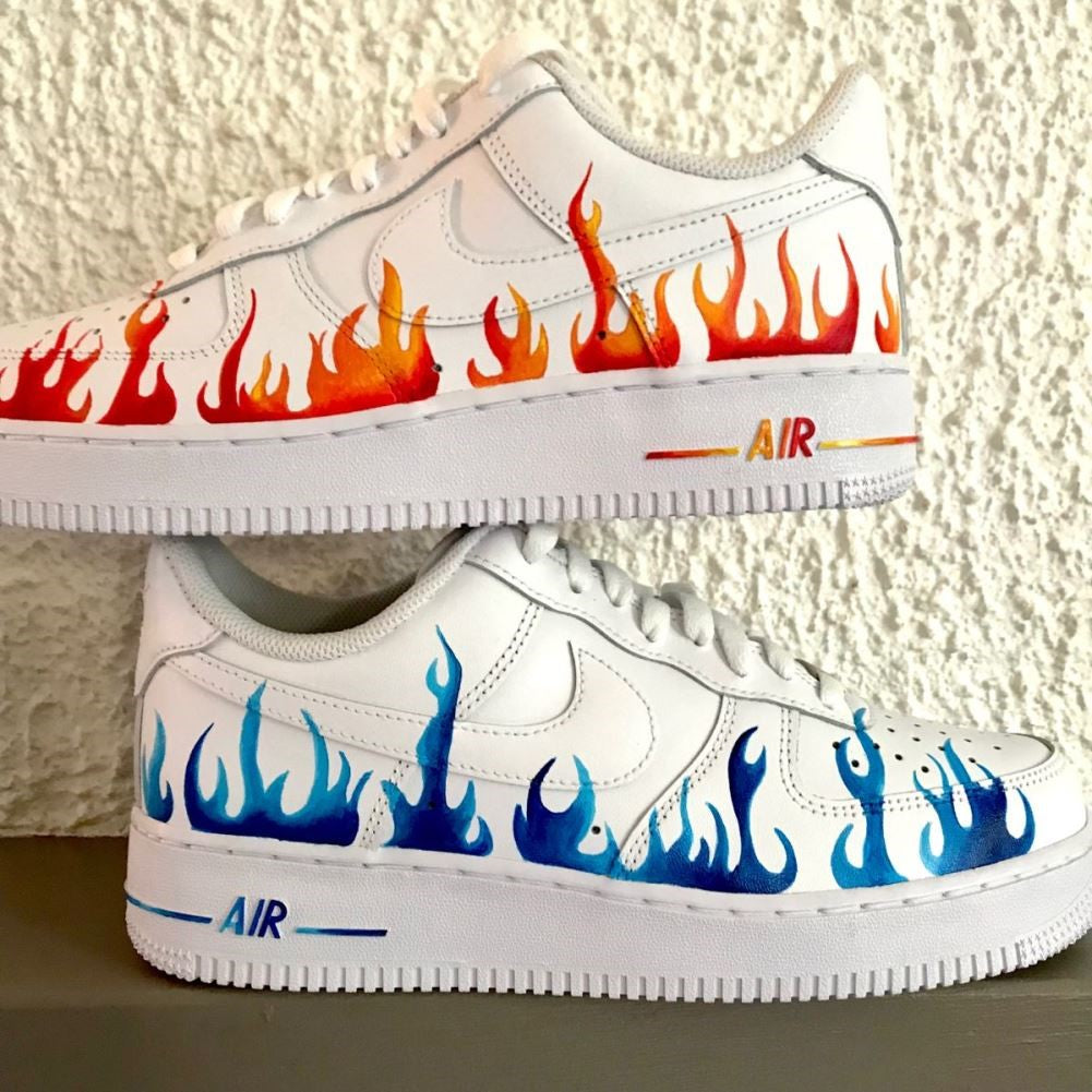 Orange Blue Flame Custom Sneakers Air Force 1