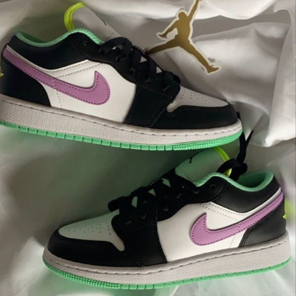 Velvet Black Green Custom Sneakers Air Jordan 1 Low