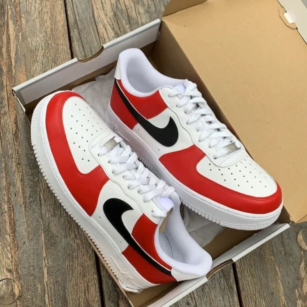 Red Black Custom Sneakers Air Force 1