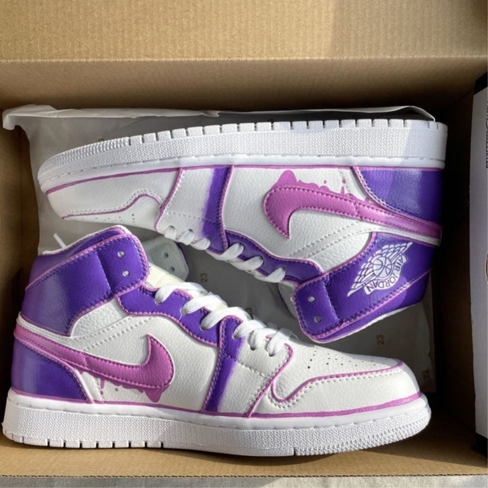 Purple Dripping Smooth Custom Sneakers Air Jordan 1