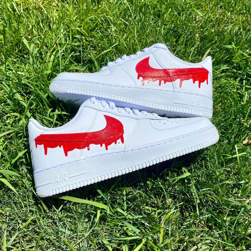 Red Dripping Custom Sneakers Air Force 1