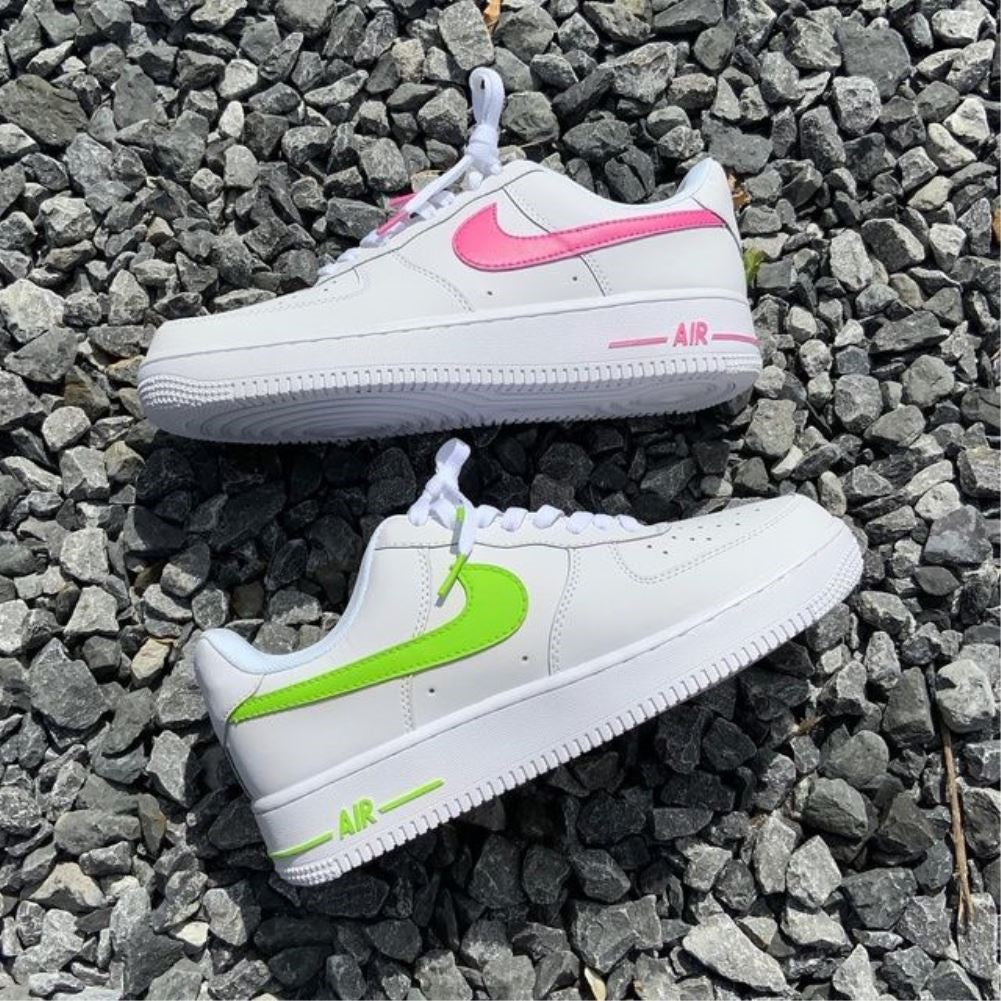 Pink Neon Green Custom Sneakers Air Force 1