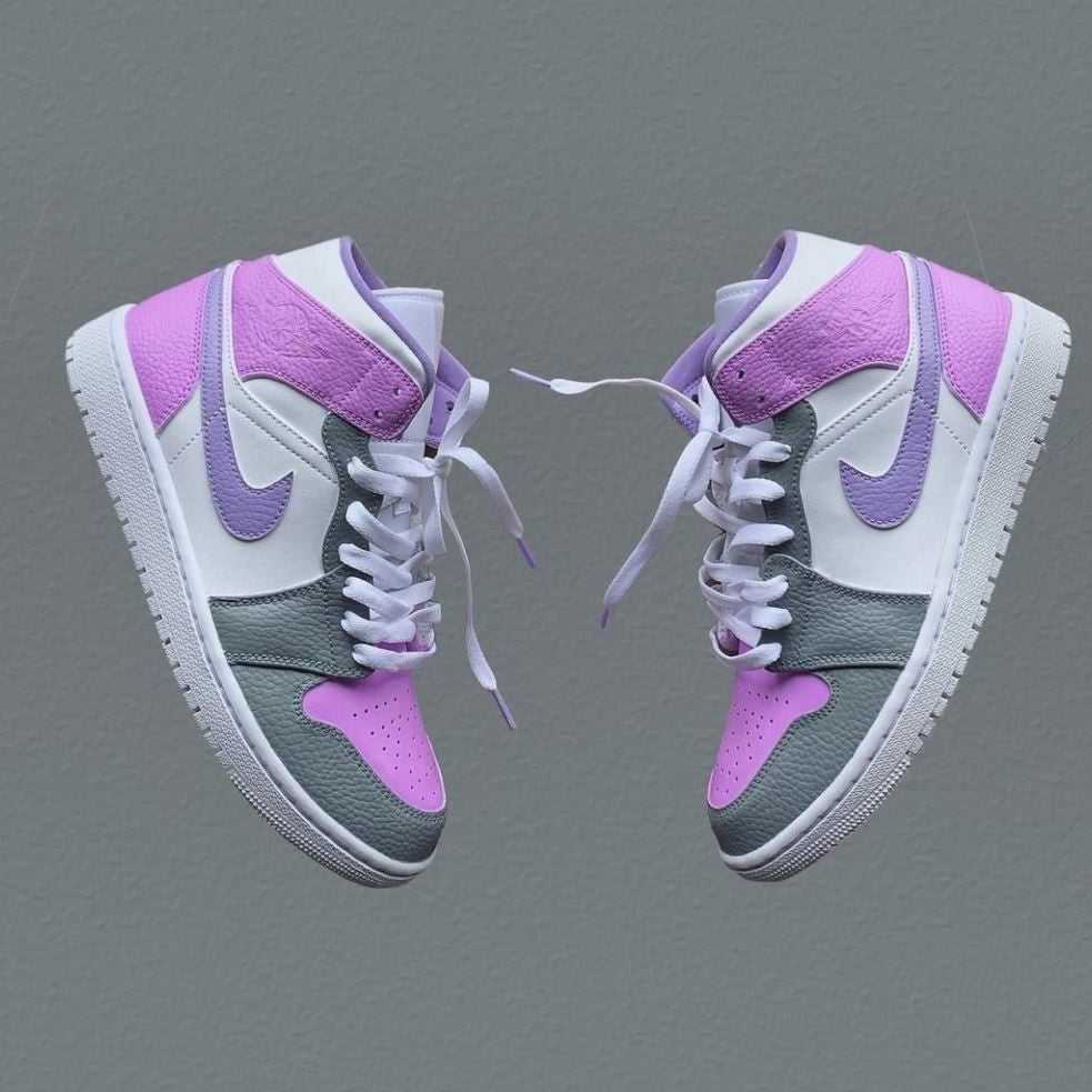 Purple Grey Custom Sneakers Air Jordan 1