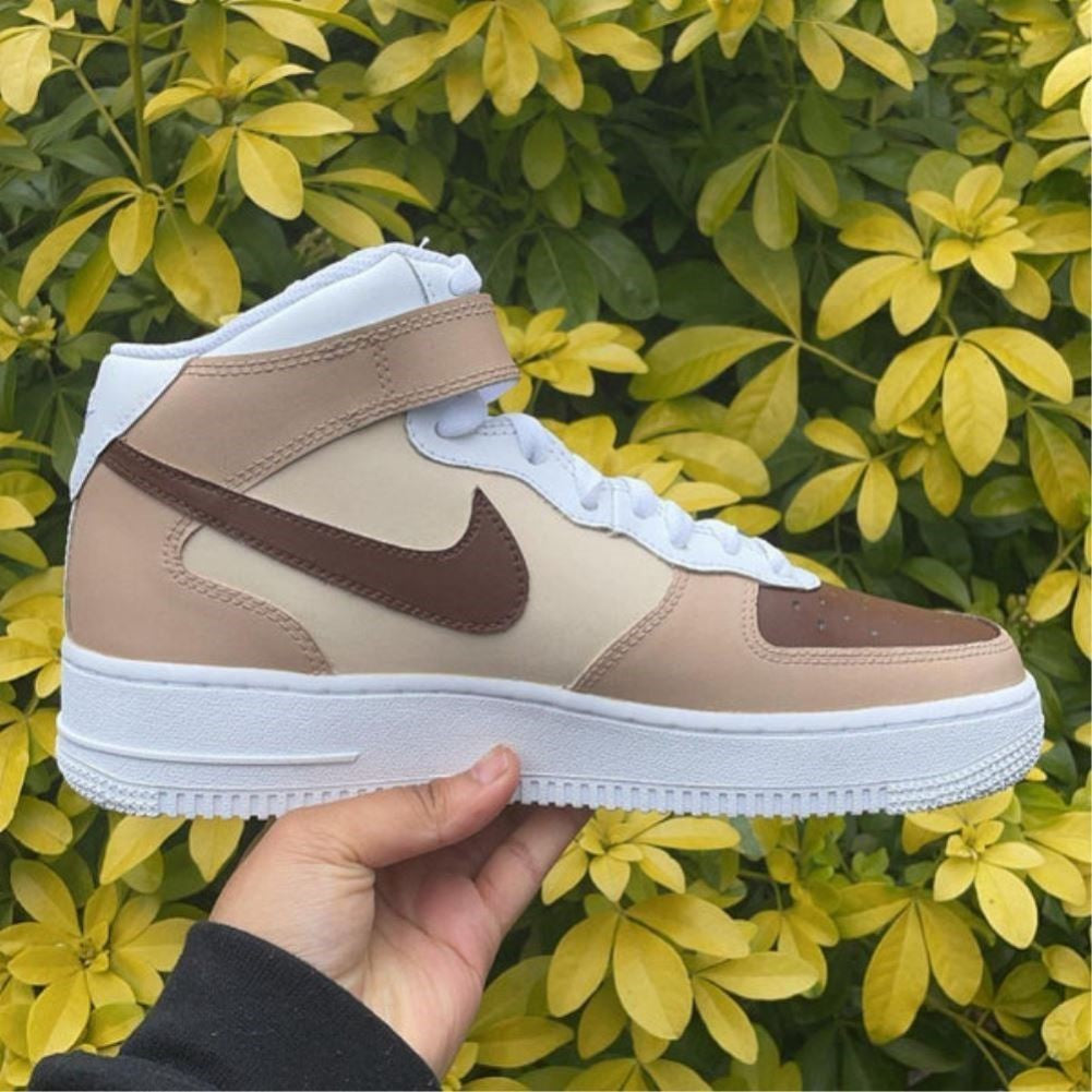 Mocha Brown Custom Sneakers Air Force 1 Mid