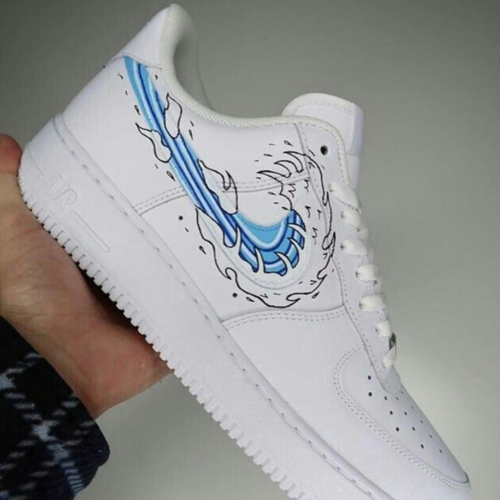 White Blue Wave Custom Sneakers Air Force 1