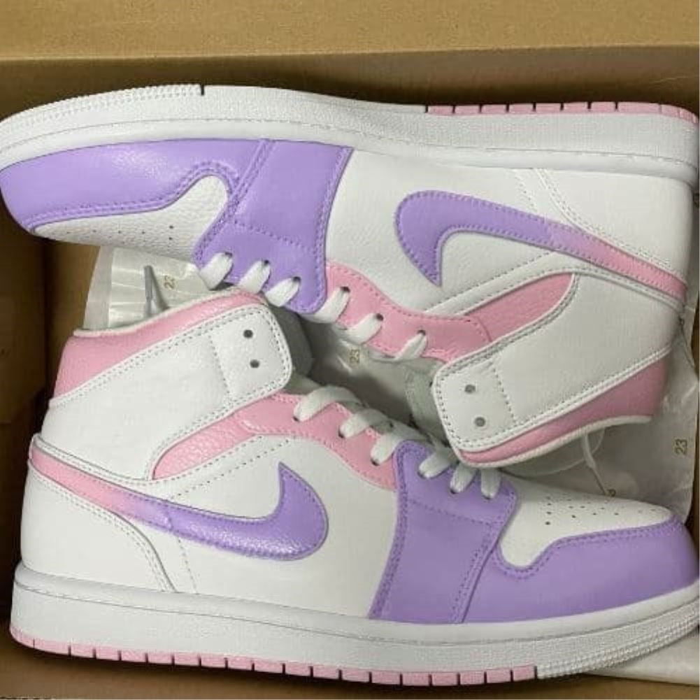 Pink Purple Smooth Custom Sneakers Air Jordan 1