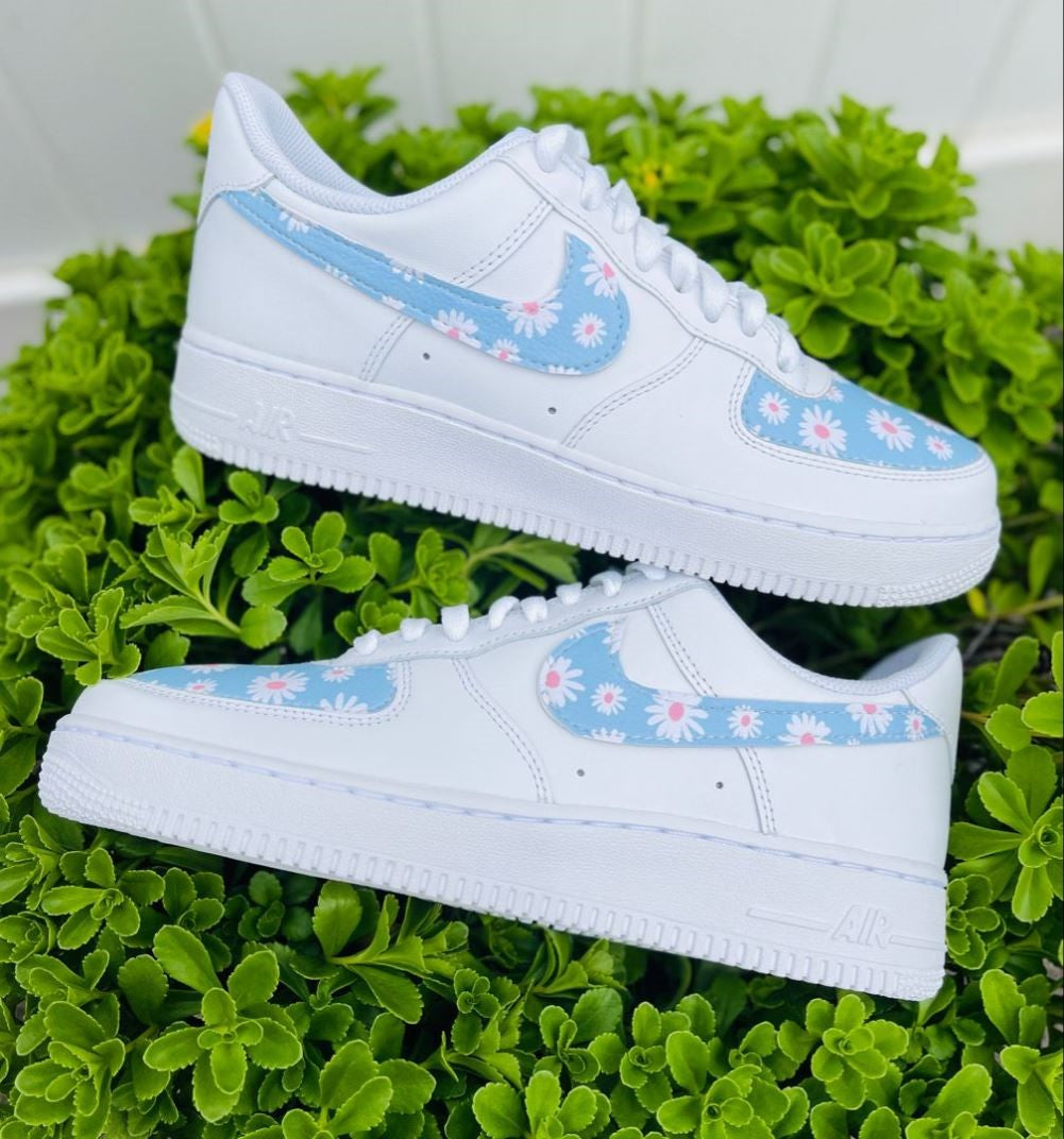 Blue Daisy Custom Sneakers Air Force 1