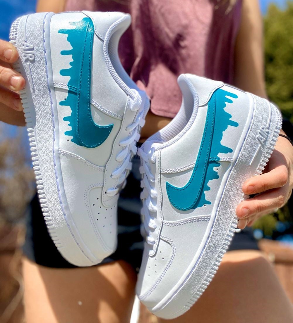 Blue Dripping Custom Sneakers Air Force 1