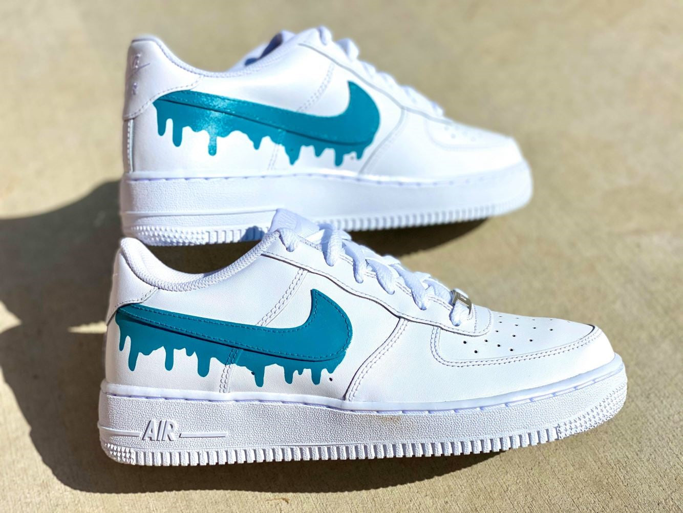 Blue Dripping Custom Sneakers Air Force 1