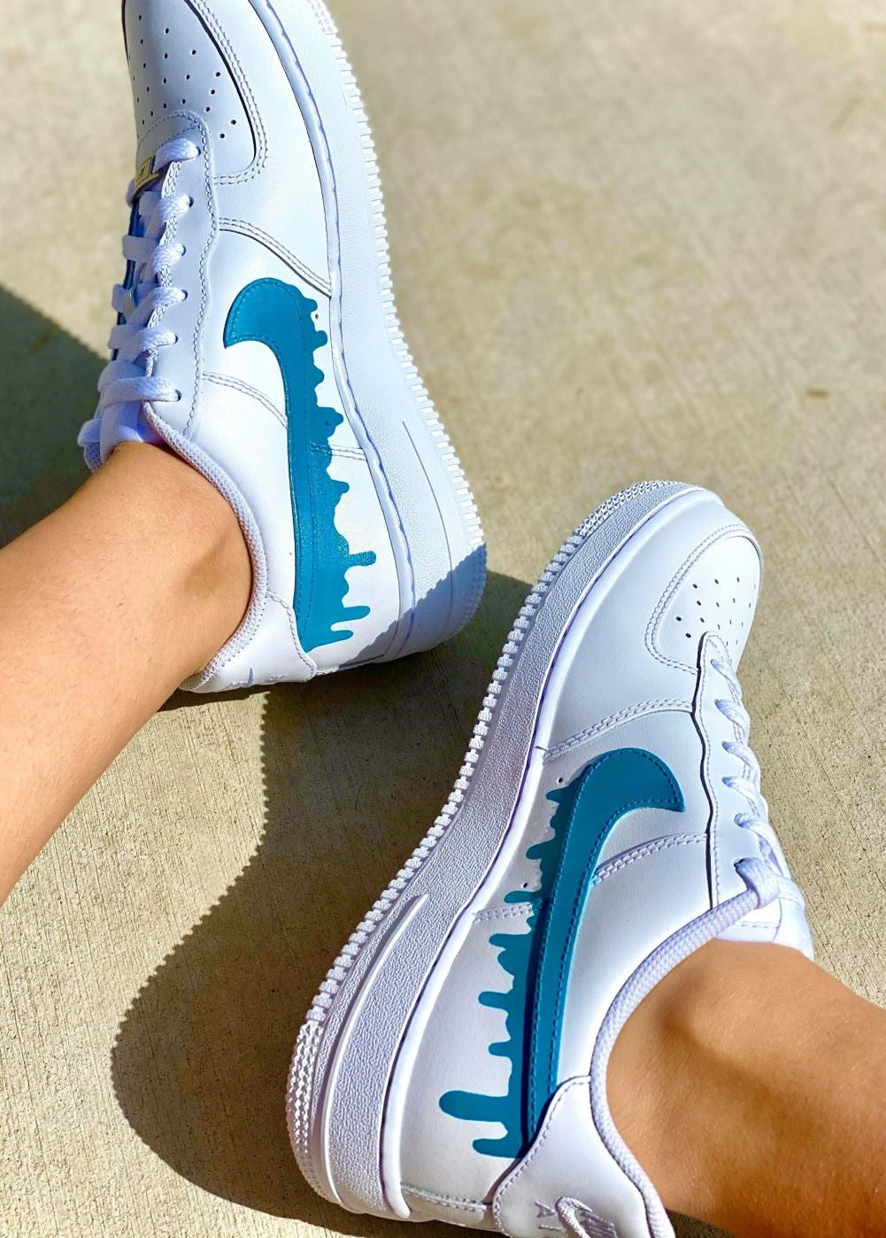 Blue Dripping Custom Sneakers Air Force 1