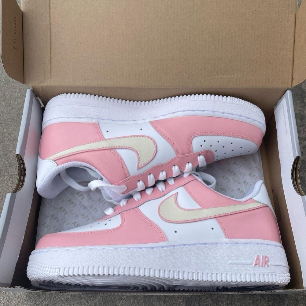 Pink Beige Custom Sneakers Air Force 1