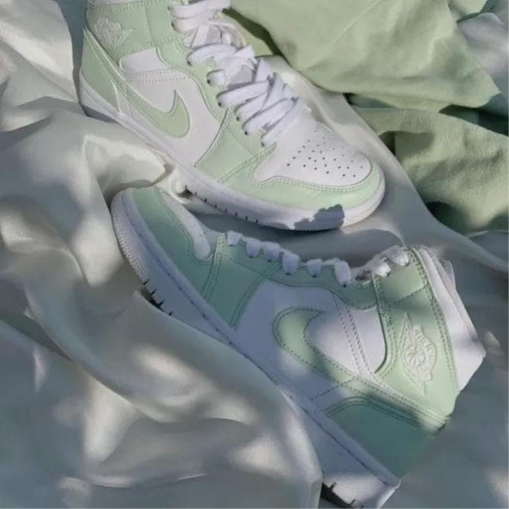 Soft Green Custom Sneakers Air Jordan 1