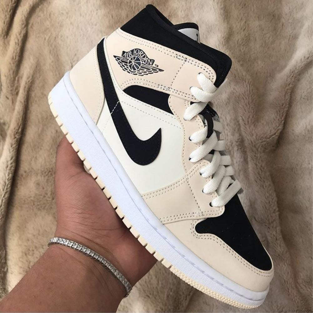 Beige Black Sneakers Custom Air Jordan 1