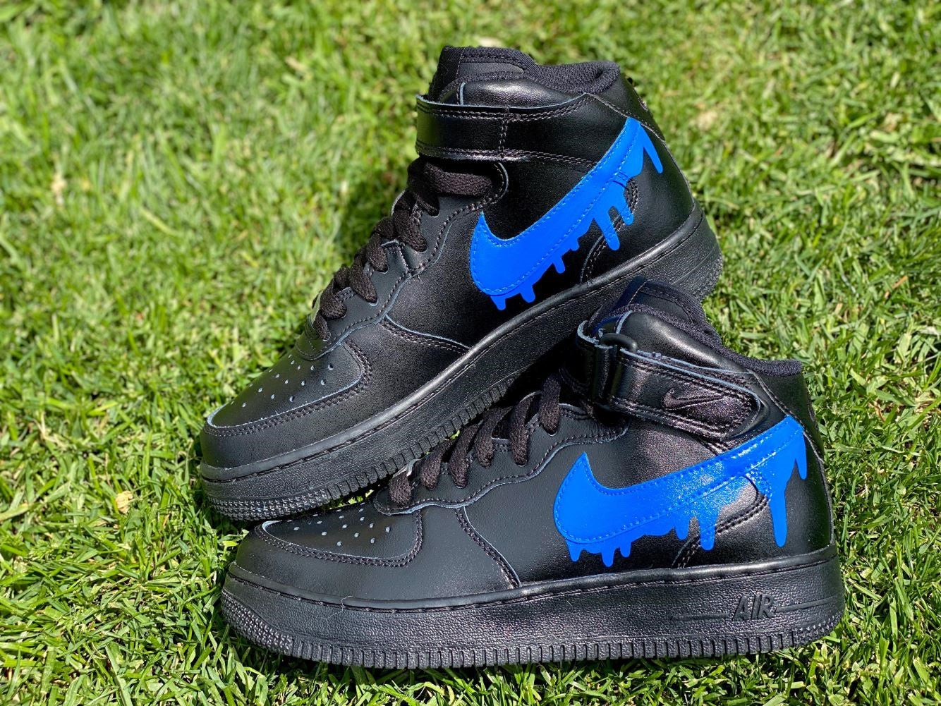 Blue Dripping Black Custom Sneakers Air Force 1