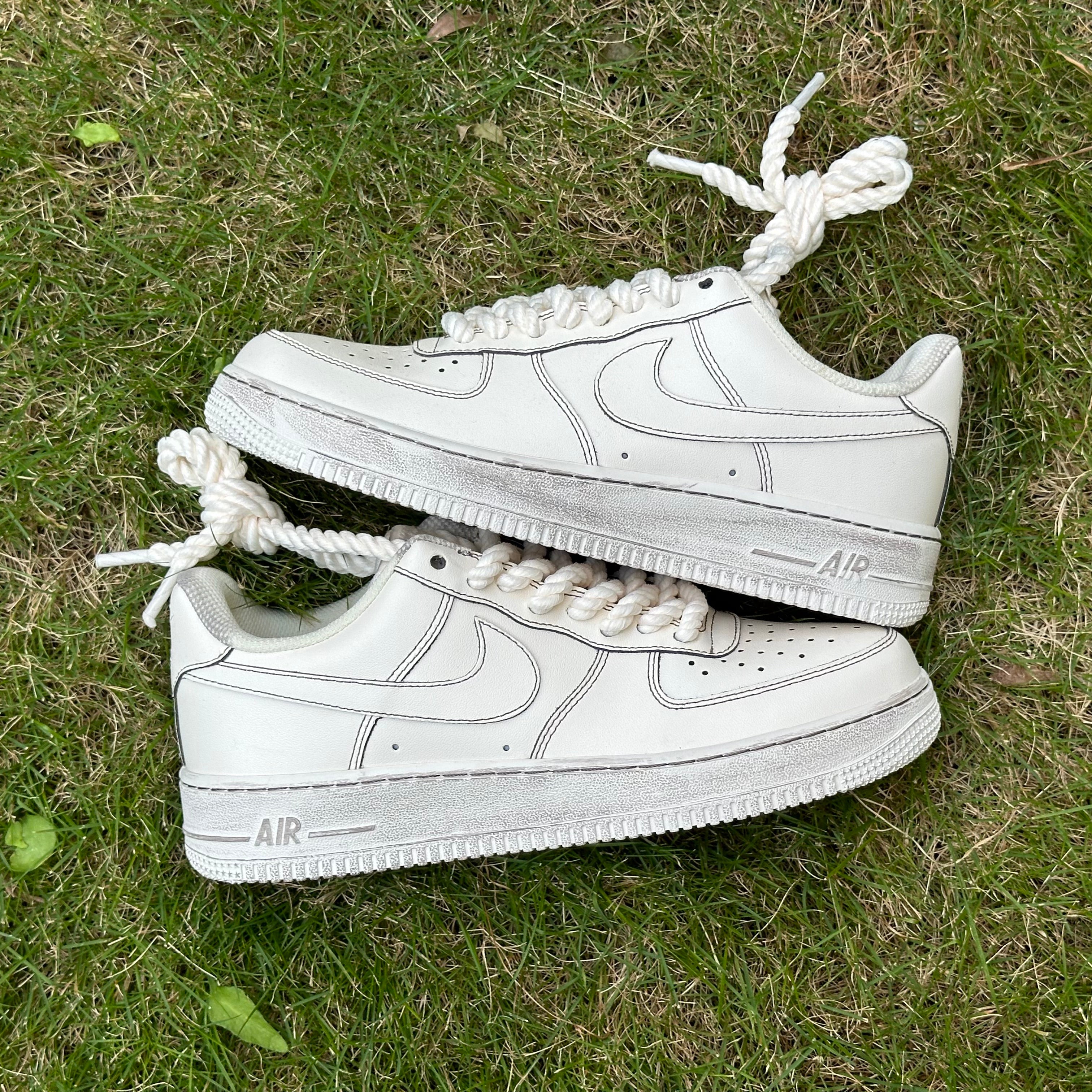 Custom Air Force 1 Hemp Rope Shoelaces, Dirty soles