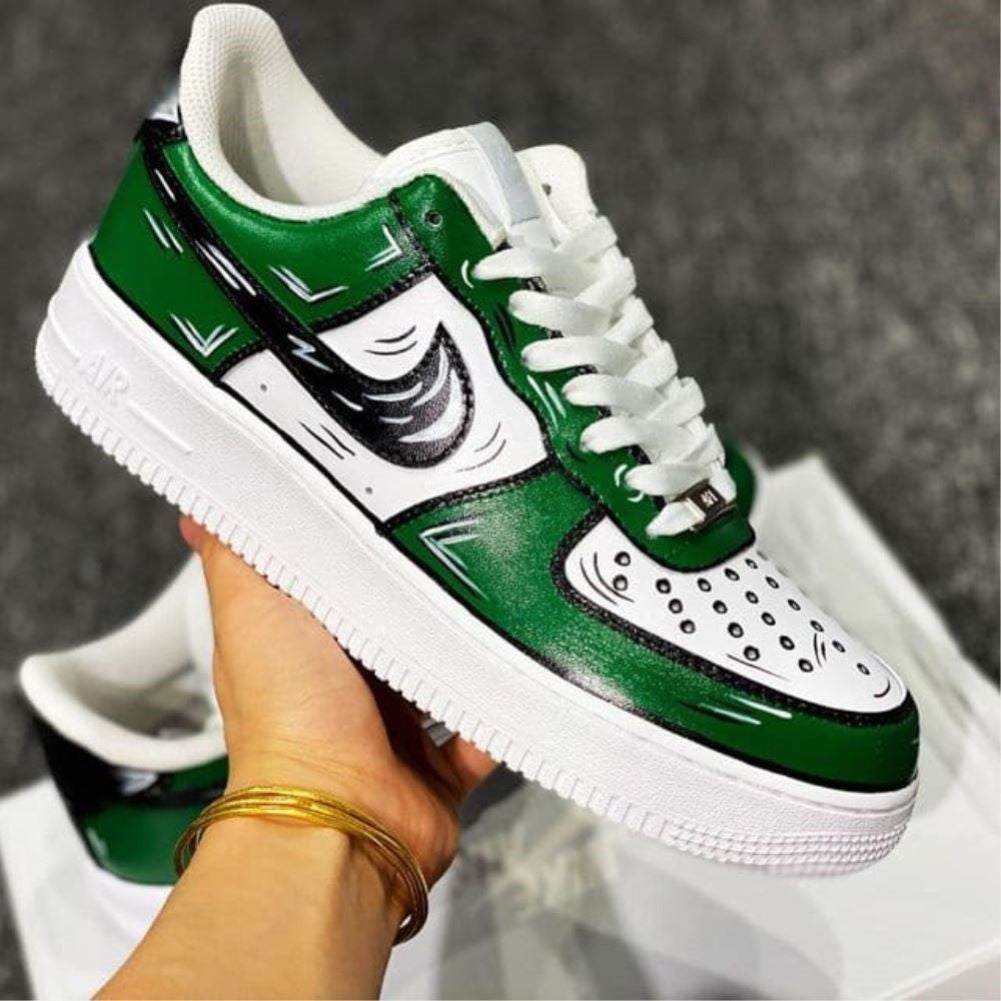 Dark Green Black Cartoon Custom Sneakers Air Force 1