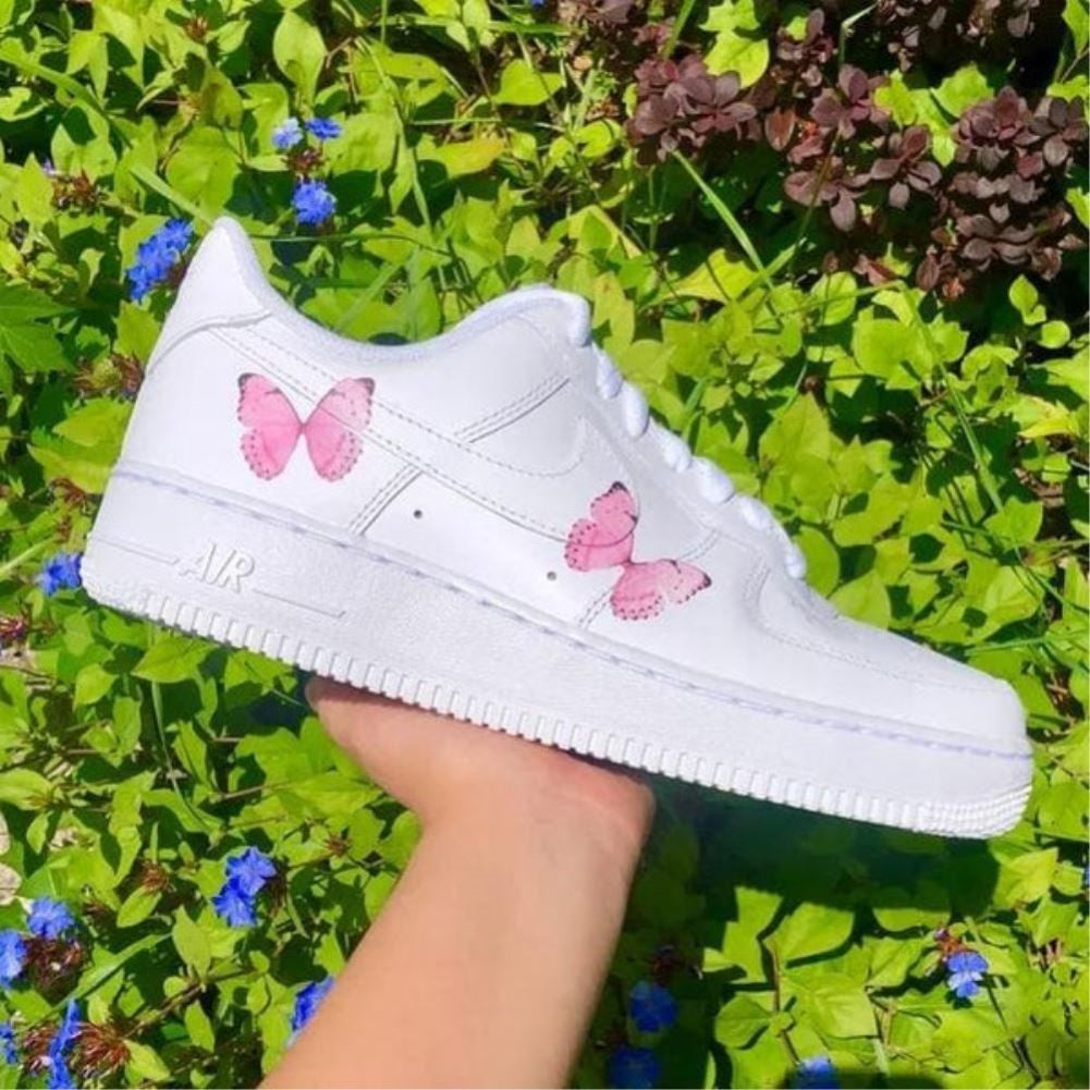 Pearl Pink Butterflies Custom Sneakers Air Force 1