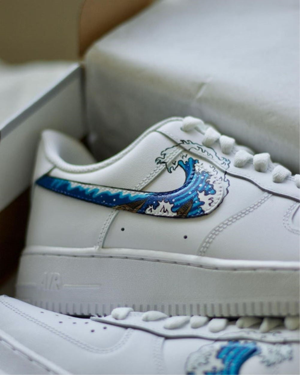 Blue Wave Smooth Custom Sneakers Air Force 1