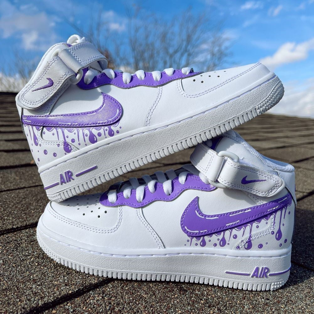 Purple Dripping Custom Sneakers Air Force 1 Mid