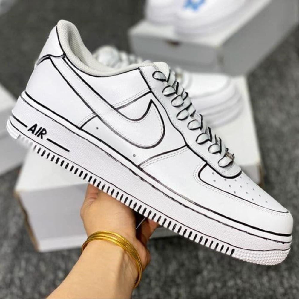 Black Line Custom Sneakers Air Force 1