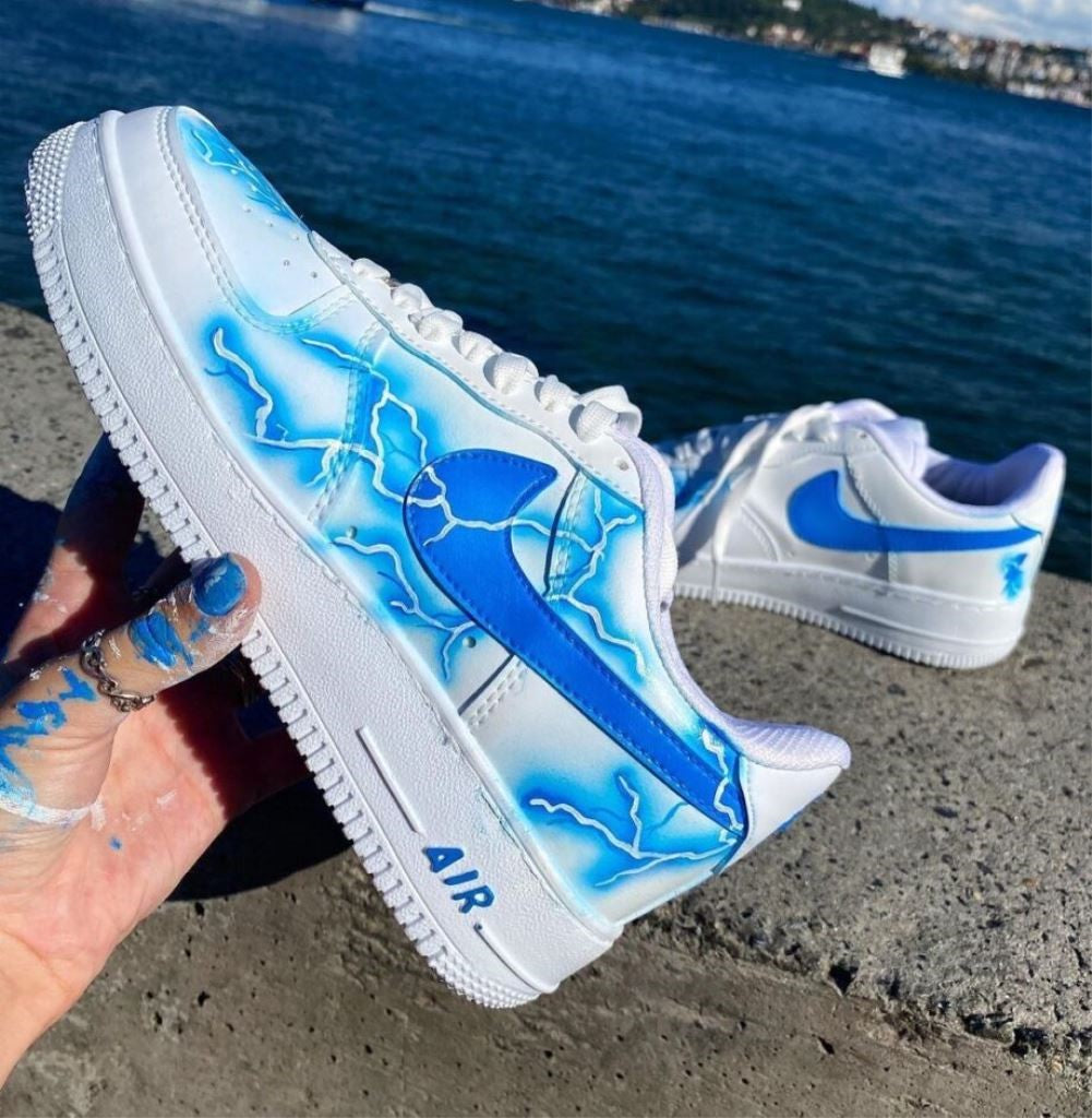 Blue Lightning Custom Sneakers Air Force 1