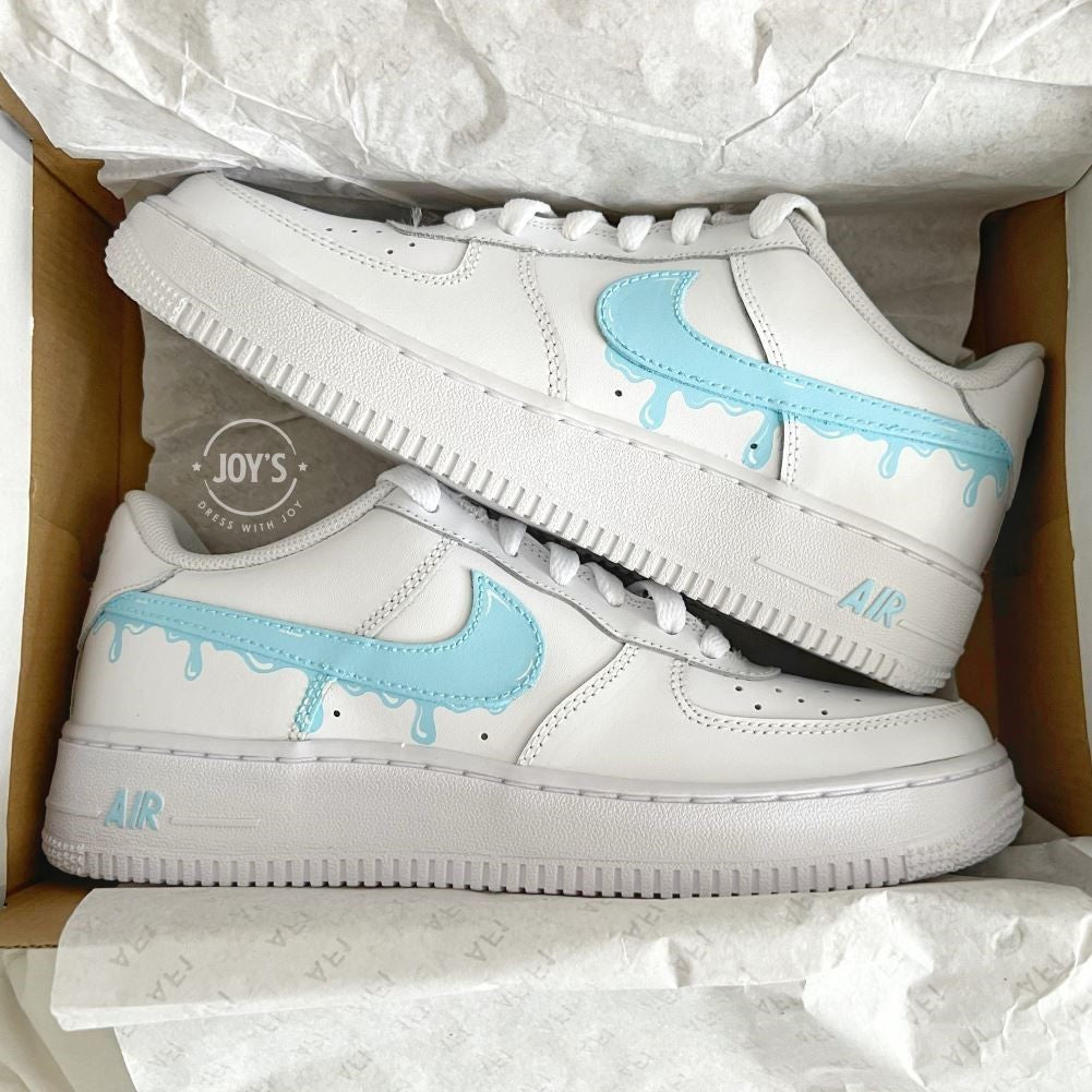 Soft Blue Dripping Custom Sneakers Air Force 1