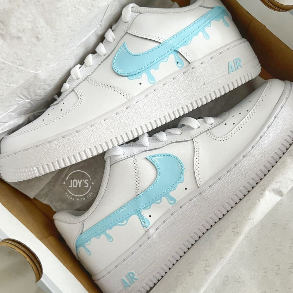 Soft Blue Dripping Custom Sneakers Air Force 1