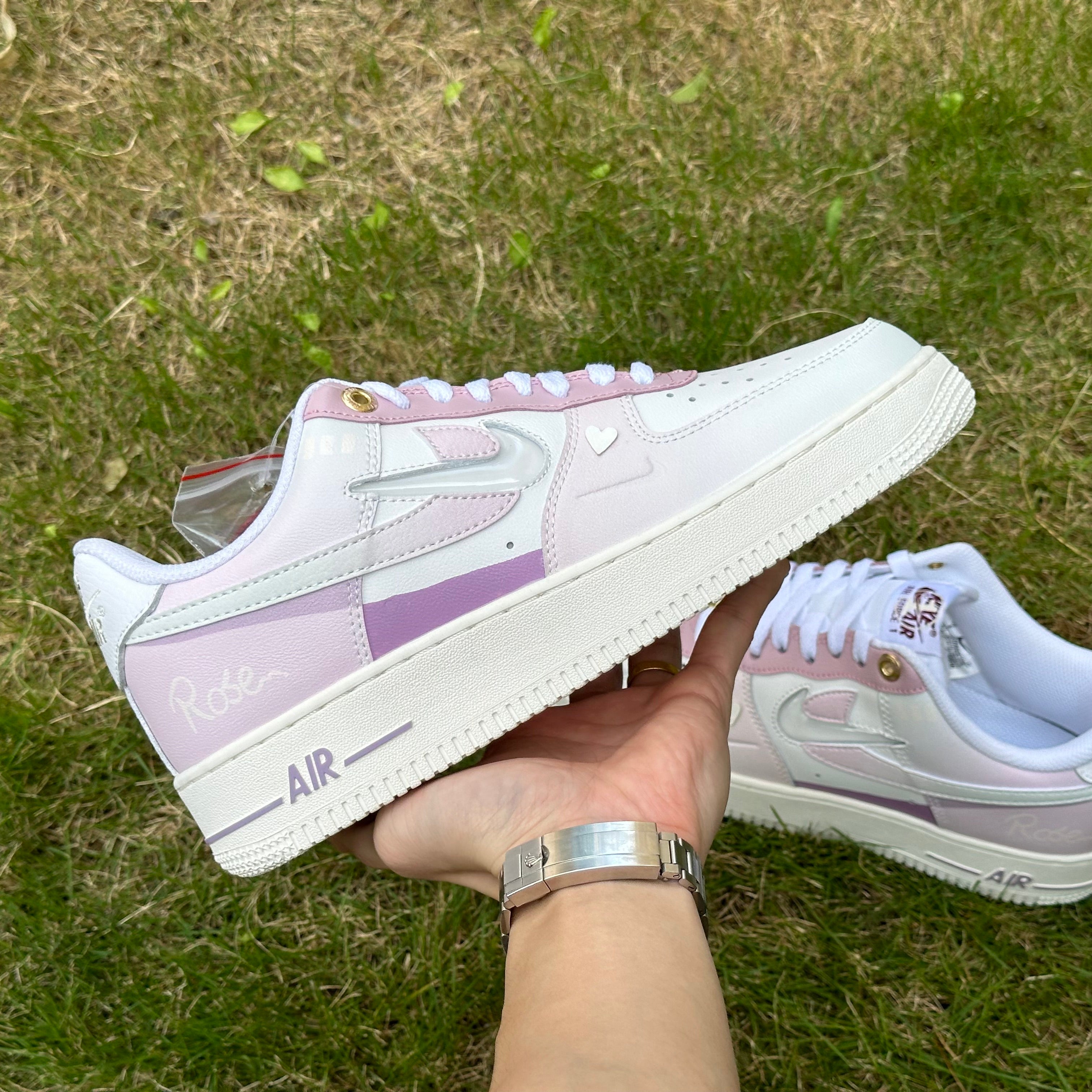 Custom Air Force 1  Pink Double Swoosh