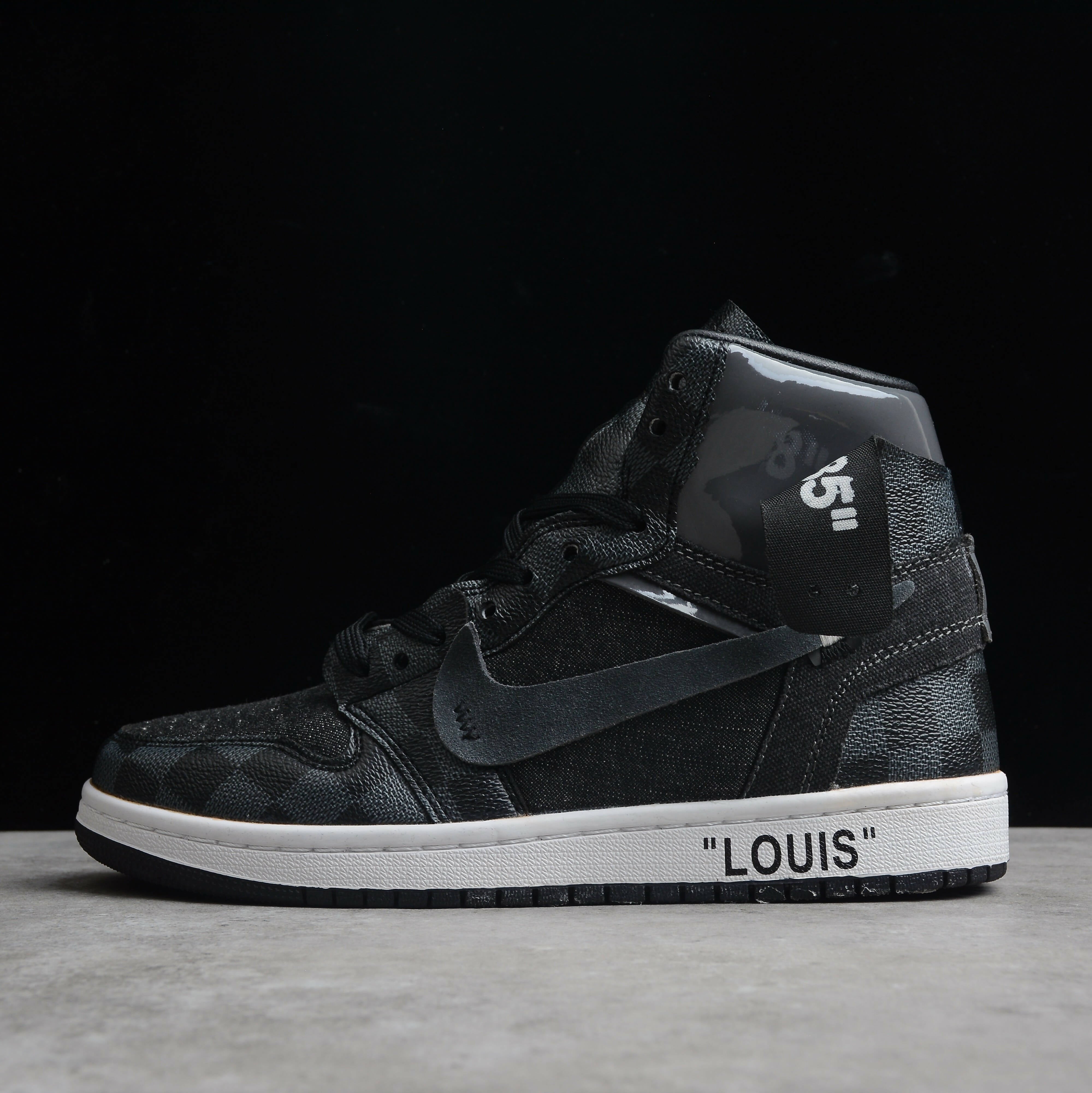 BLACK OFF-LOUIS LV Custom Sneakers Air Jordan 1