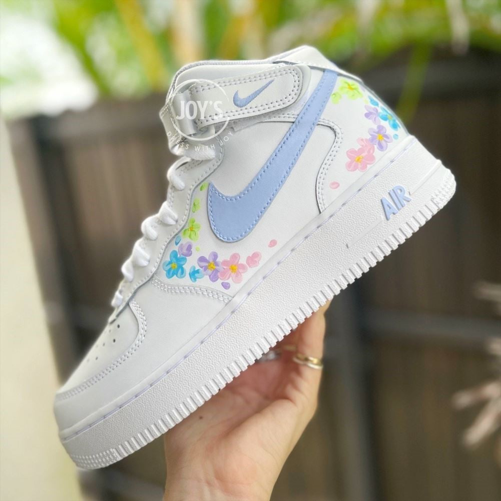 Purple Flowers Custom Sneakers Air Force 1 Mid