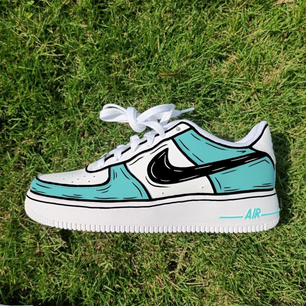 Cartoon Mint Green Custom Sneakers Air Force 1