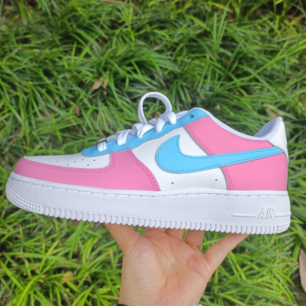 Pink Blue Custom Sneakers Air Force 1