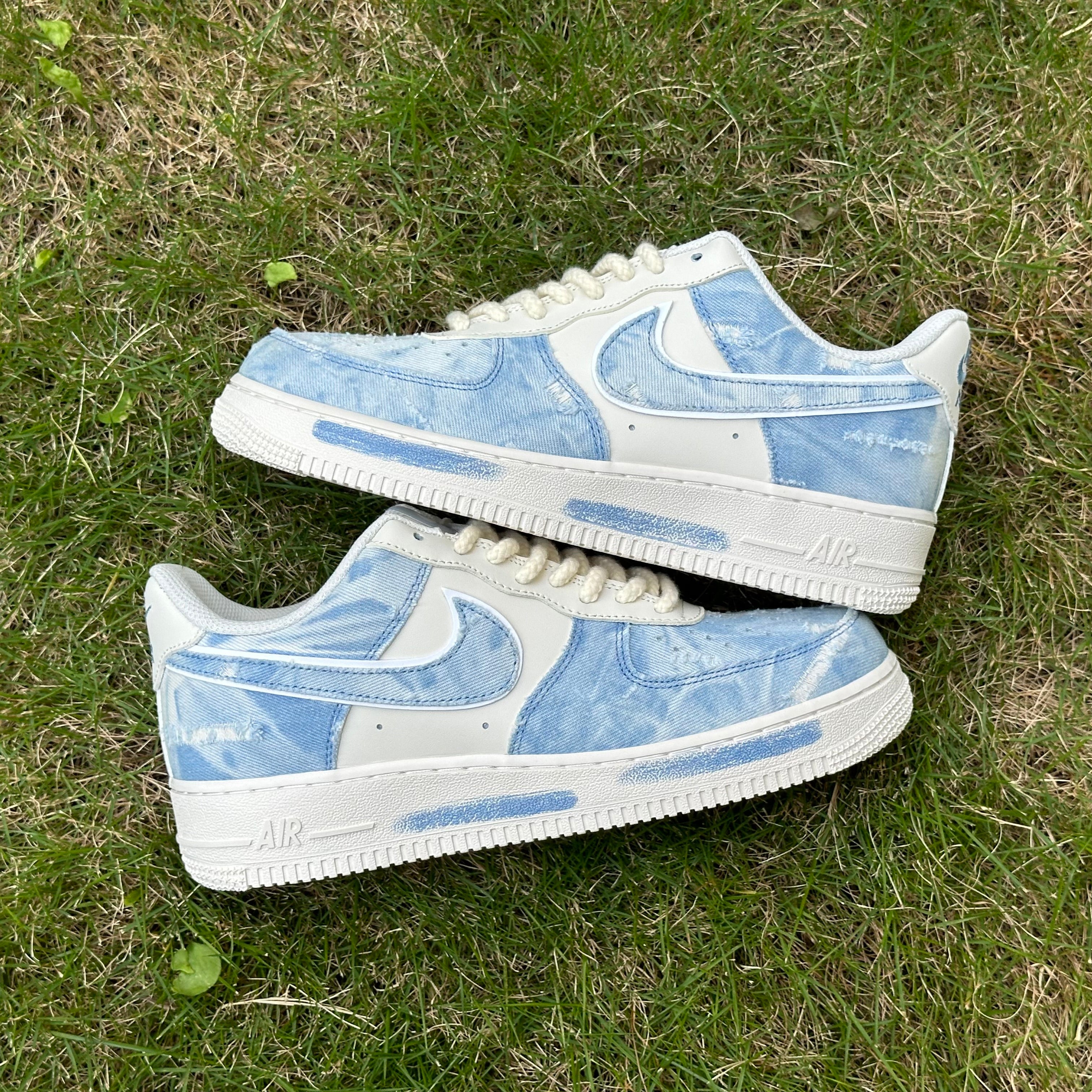 Custom Air Force 1 Blue White Denim Style