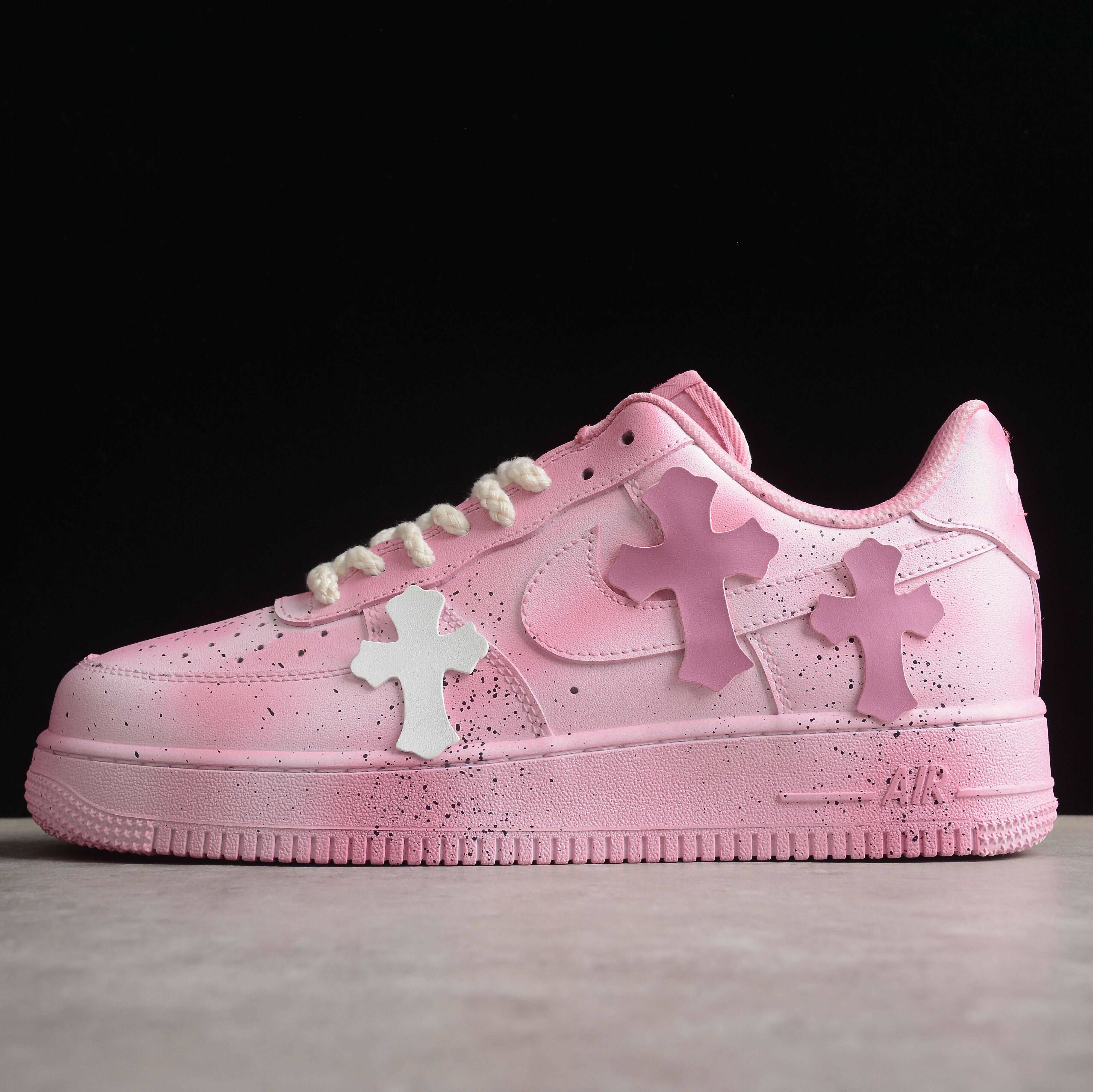 BLUE/PINK CHROME HEARTS Custom Sneakers Air Force 1