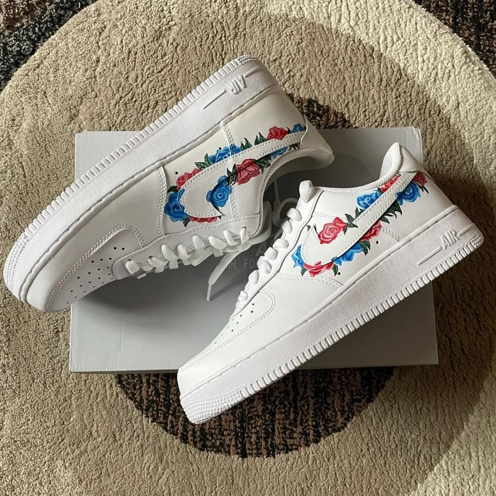 Pink Blue Flower Custom Sneakers Air Force 1