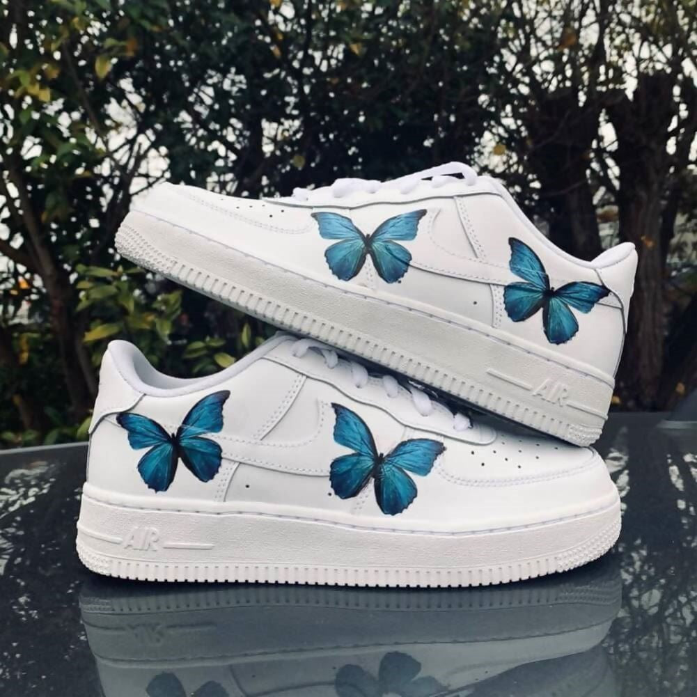 Dark Blue Butterfly Custom Sneakers Air Force 1