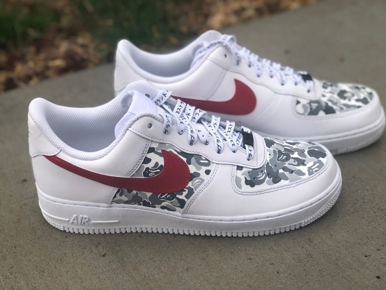 Red Grey Abstract Custom Sneakers Air Force 1