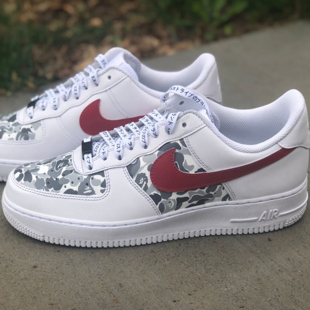 Red Grey Abstract Custom Sneakers Air Force 1