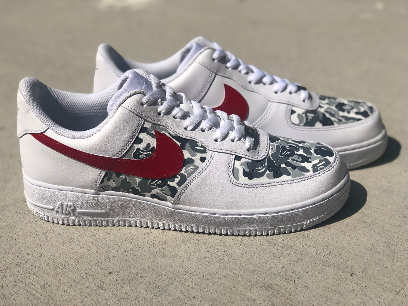 Red Grey Abstract Custom Sneakers Air Force 1