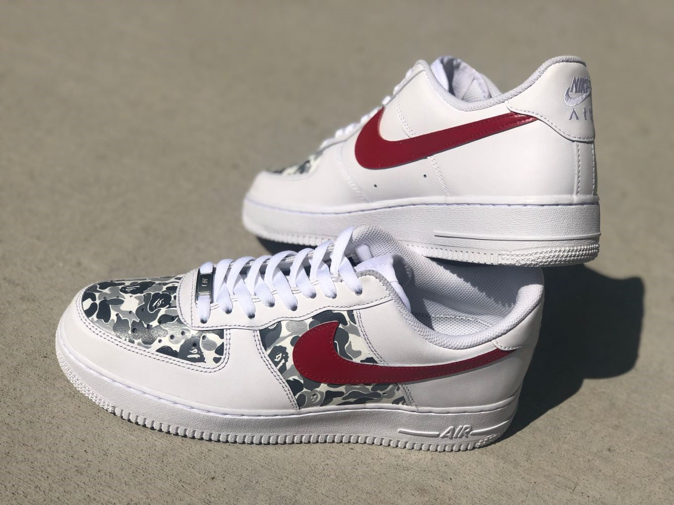 Red Grey Abstract Custom Sneakers Air Force 1