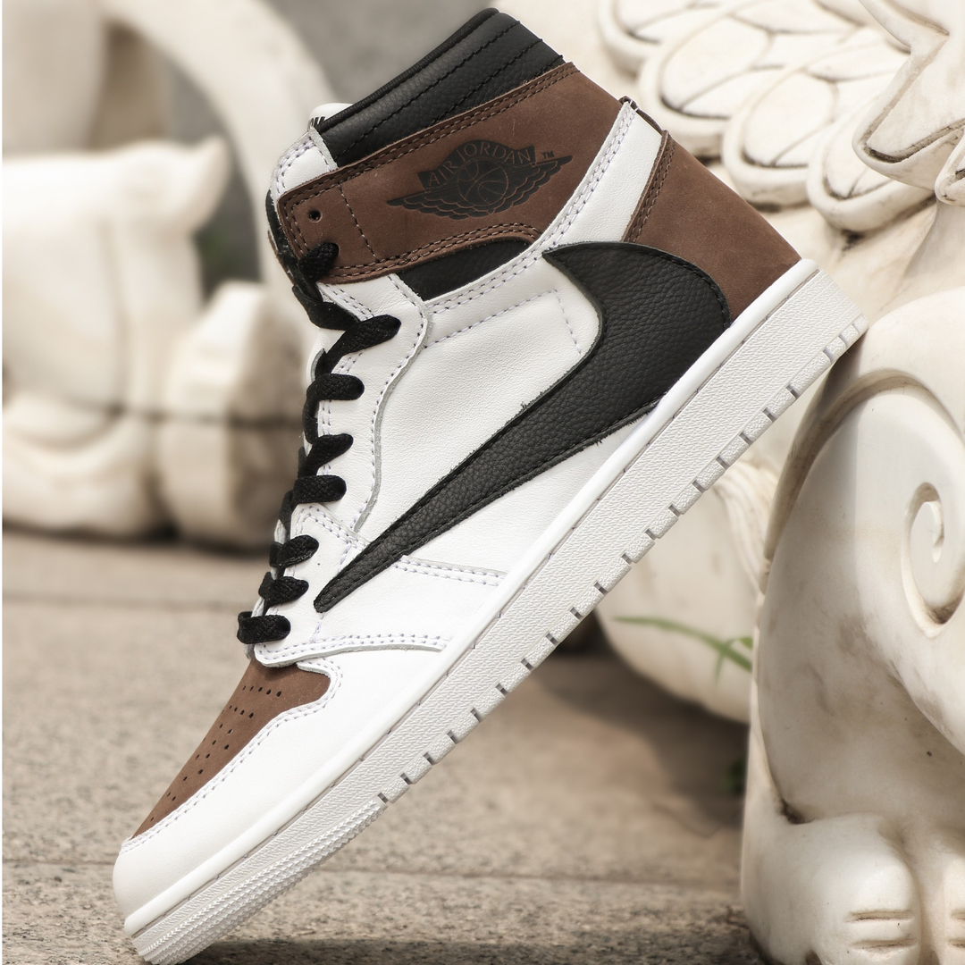 Brown Black Custom Sneakers Air Jordan 1 High Travis Scott