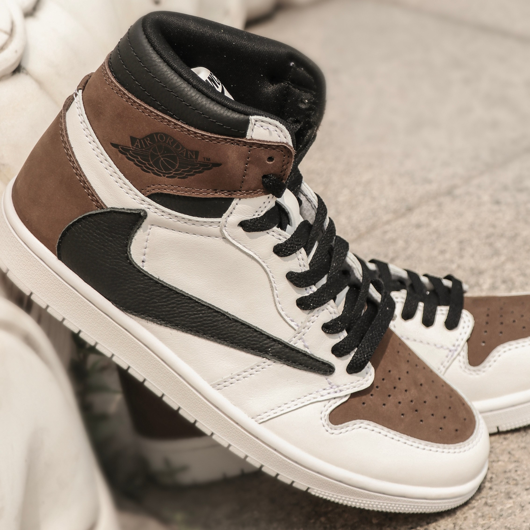 Brown Black Custom Sneakers Air Jordan 1 High Travis Scott