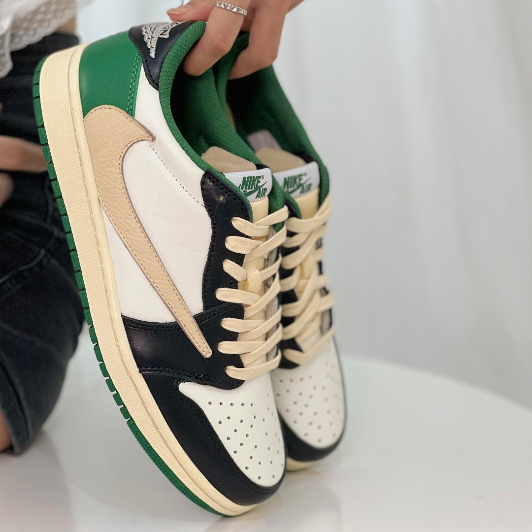 Green Black Custom Sneakers Air Jordan 1 Travis Scott